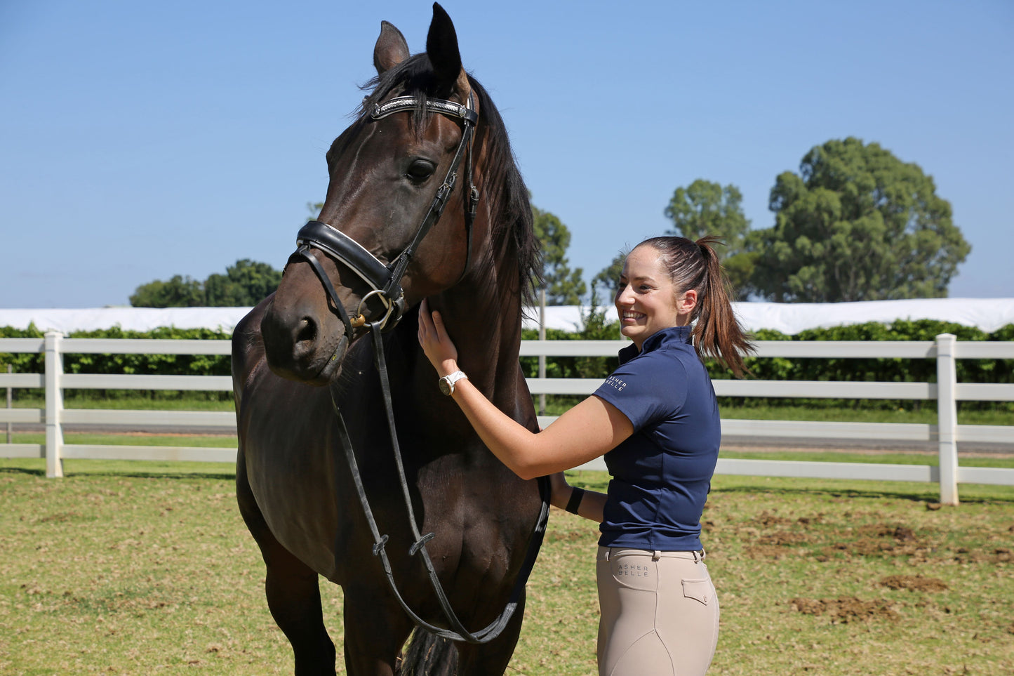 Short Sleeve Riding Top - Navy