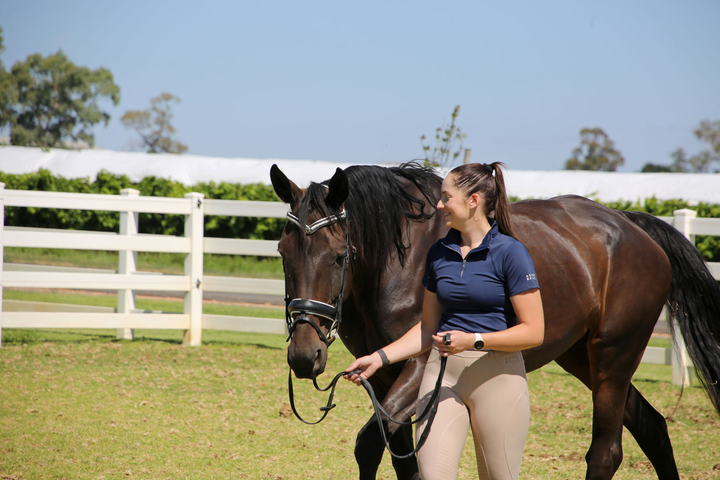 Short Sleeve Riding Top - Navy